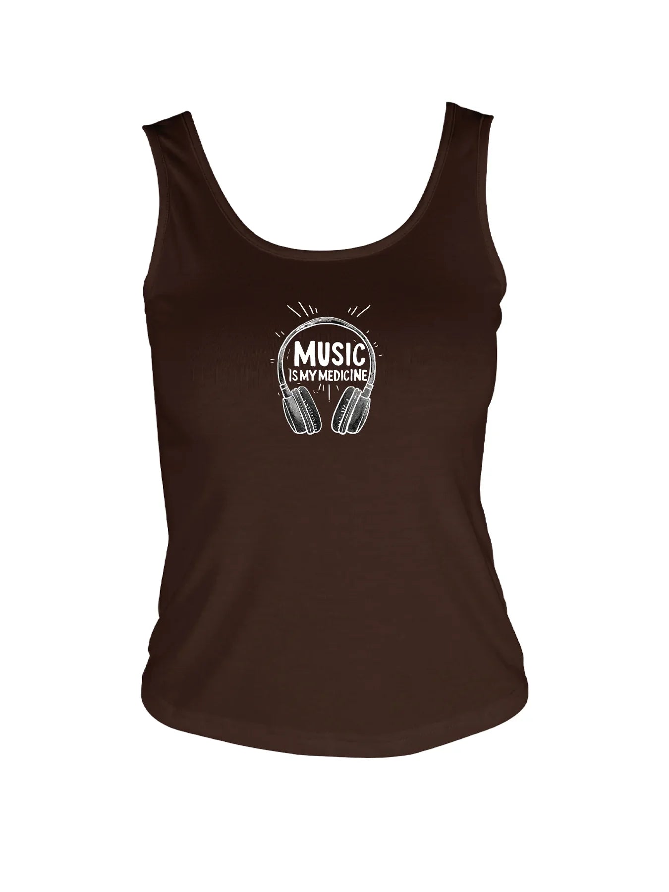 Inspirational and Stylish Design Headphone Print Crop Tank Top Sleeveless Casual Top For Summer & Spring Women's Clothing