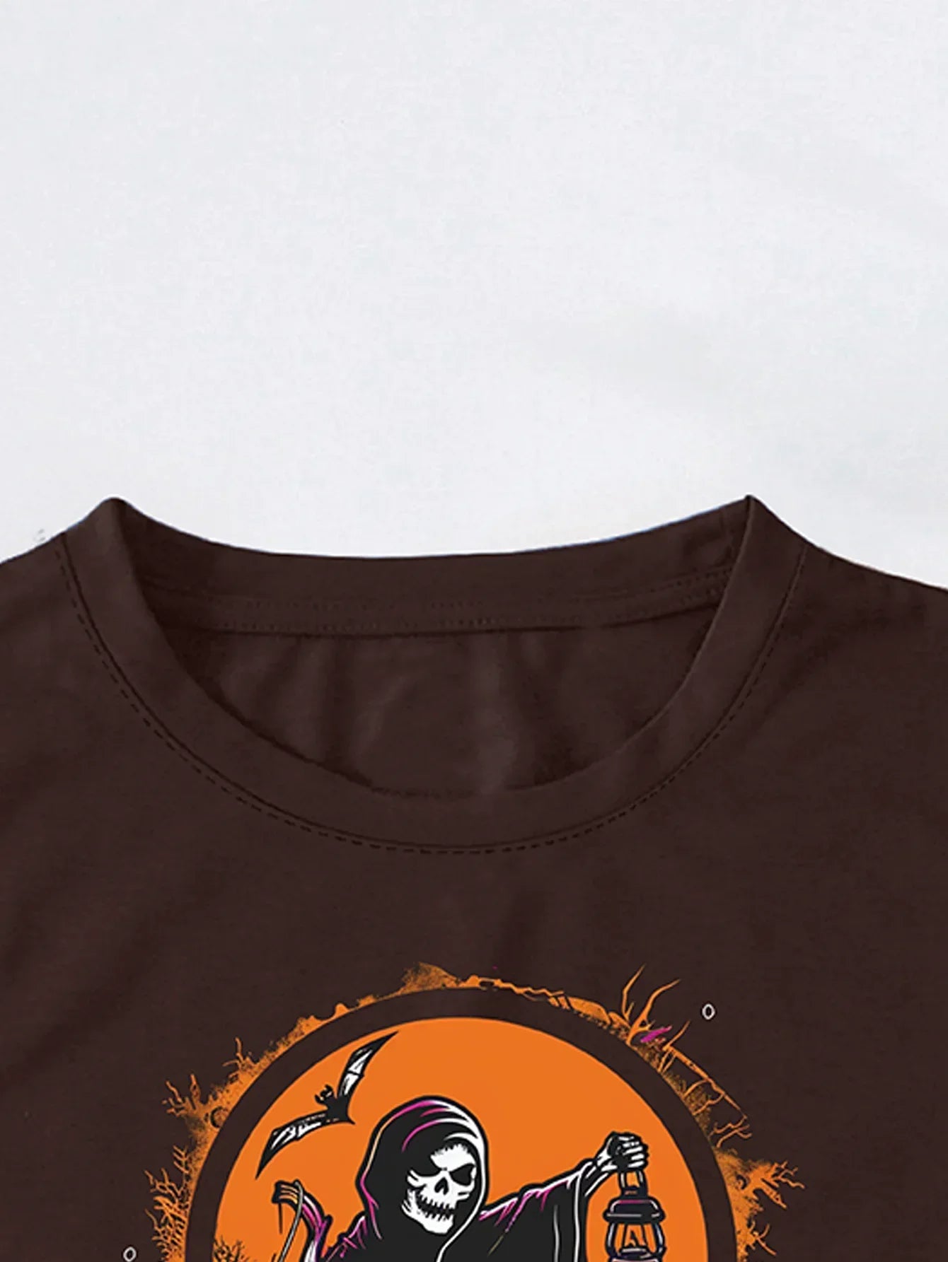 Grim Reaper Nautical with  Skull Graphic Print T-shirt Short Sleeve Crew Neck Casual Top For Summer & Spring Women's Clothing