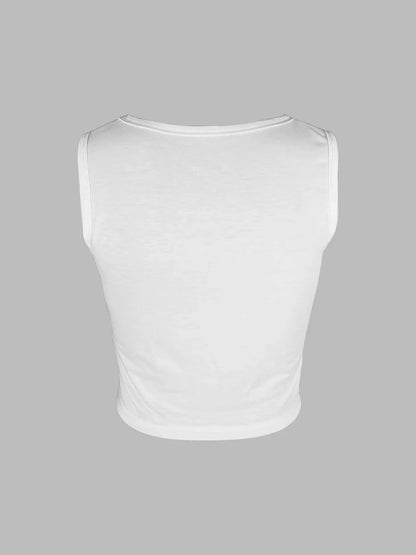 Istanbul Skyline Graphic With Bold Istanbul Print Crop Tank Top, Sleeveless Casual Top For Summer & Spring, Women's Clothing