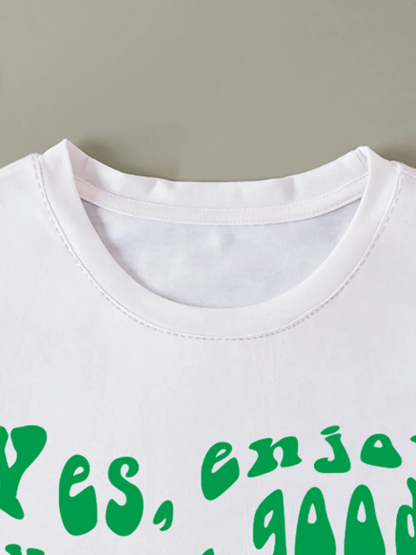 Green Letter Print Stylish Casual Crewneck Short Sleeve T-shirt