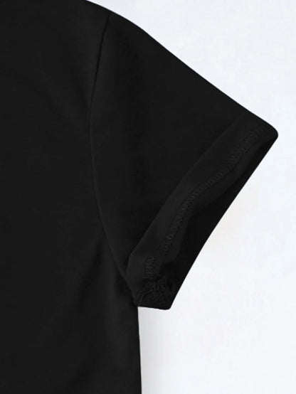 Retro Dress Bear Print Fashion Casual Crew Neck Short Sleeve T-shirt