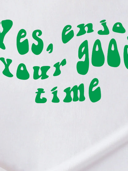 Green Letter Print Stylish Casual Crewneck Short Sleeve T-shirt