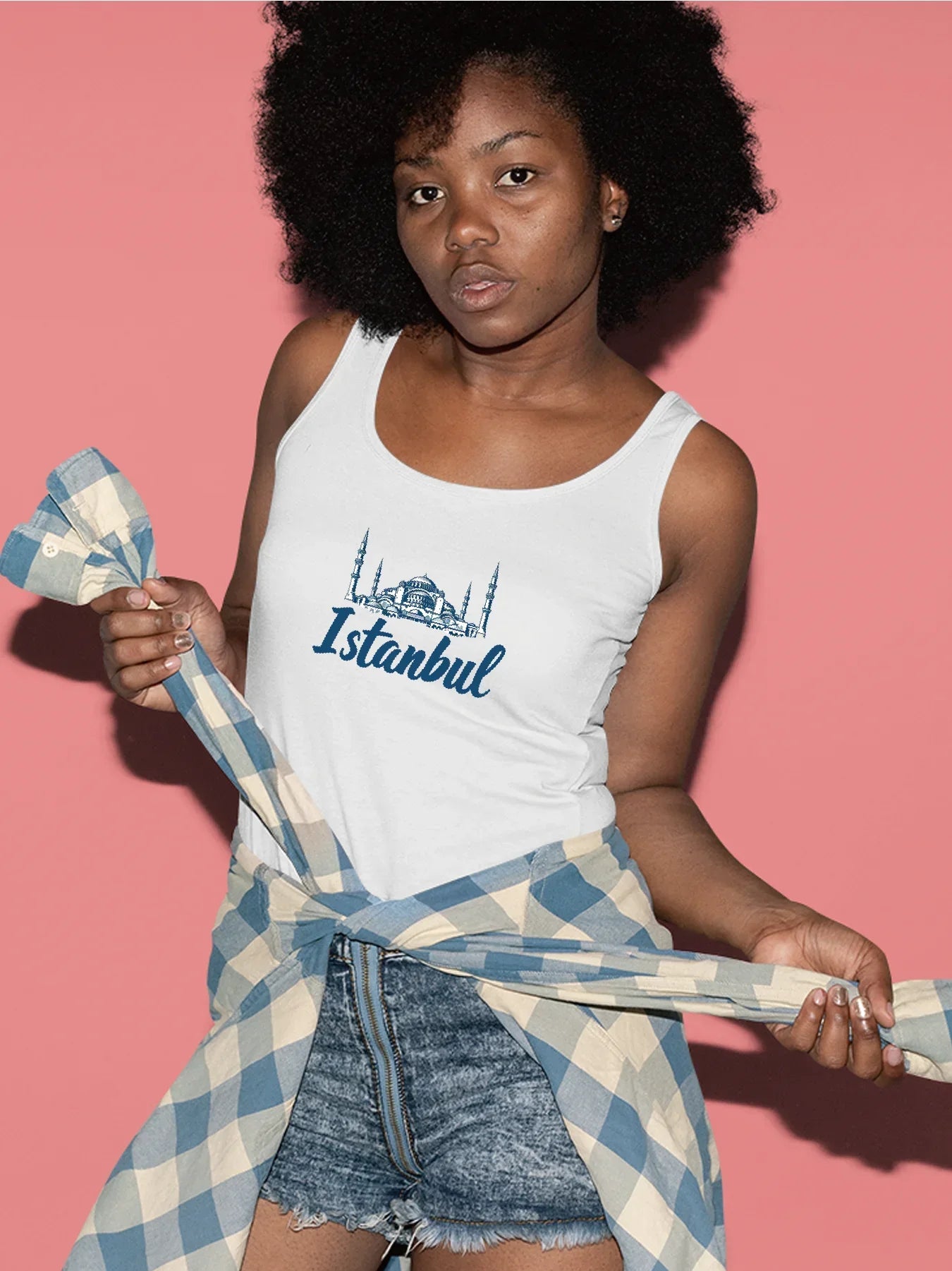 Istanbul Skyline Graphic With Bold Istanbul Print Tank Top Sleeveless Casual Top For Summer & Spring Women's Clothing