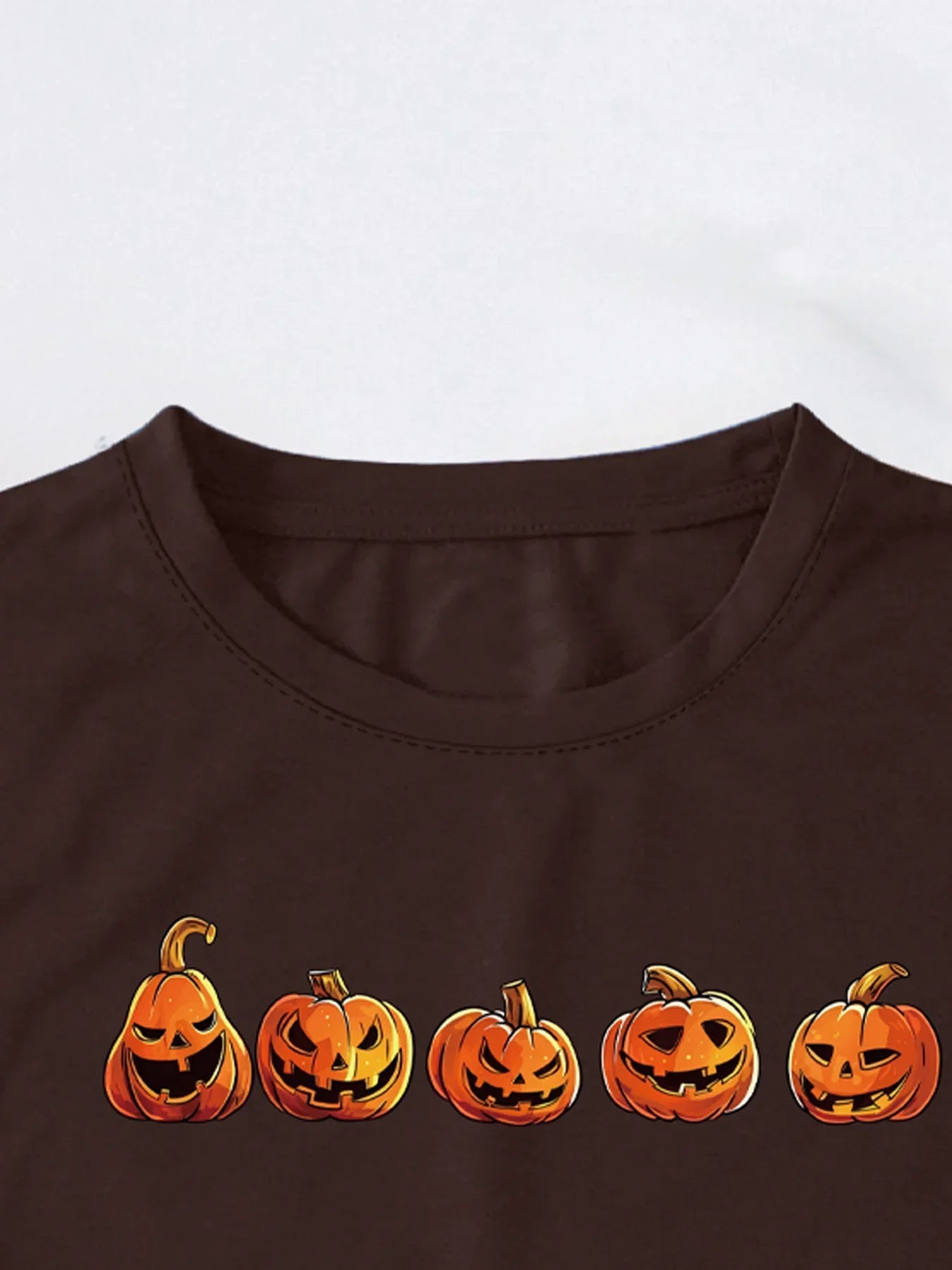 Halloween Spooky Jack-o'-Lantern Parade  Print T-shirt Short Sleeve Crew Neck Casual Top For Summer & Spring Women's Clothing