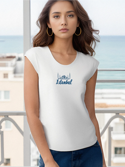 Istanbul Skyline Graphic With Bold Istanbul Print Tank Top Sleeveless Casual Top For Summer & Spring Women's Clothing