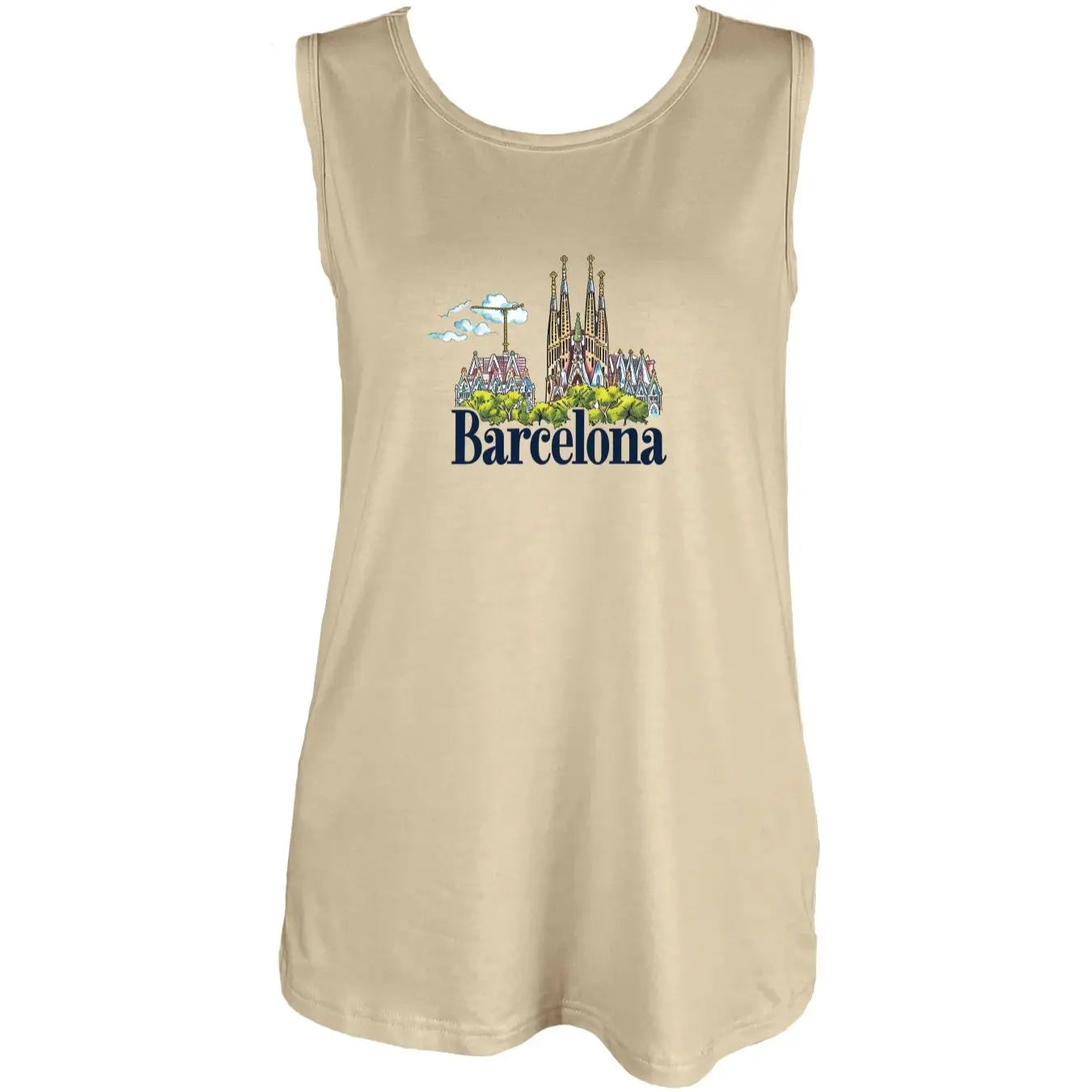 Barcelona Skyline Graphic With Bold Barcelona Print Tank Top Sleeveless Casual Top For Summer & Spring Women's Clothing