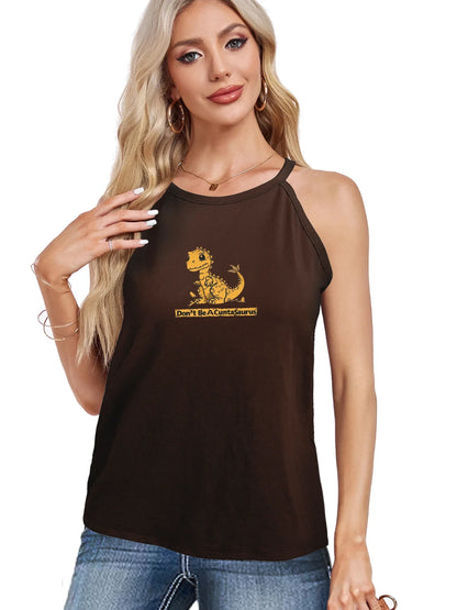Humorous and Bold Funny Dinosaur Print Cami Top Sleeveless Casual Top For Summer & Spring Women's Clothing