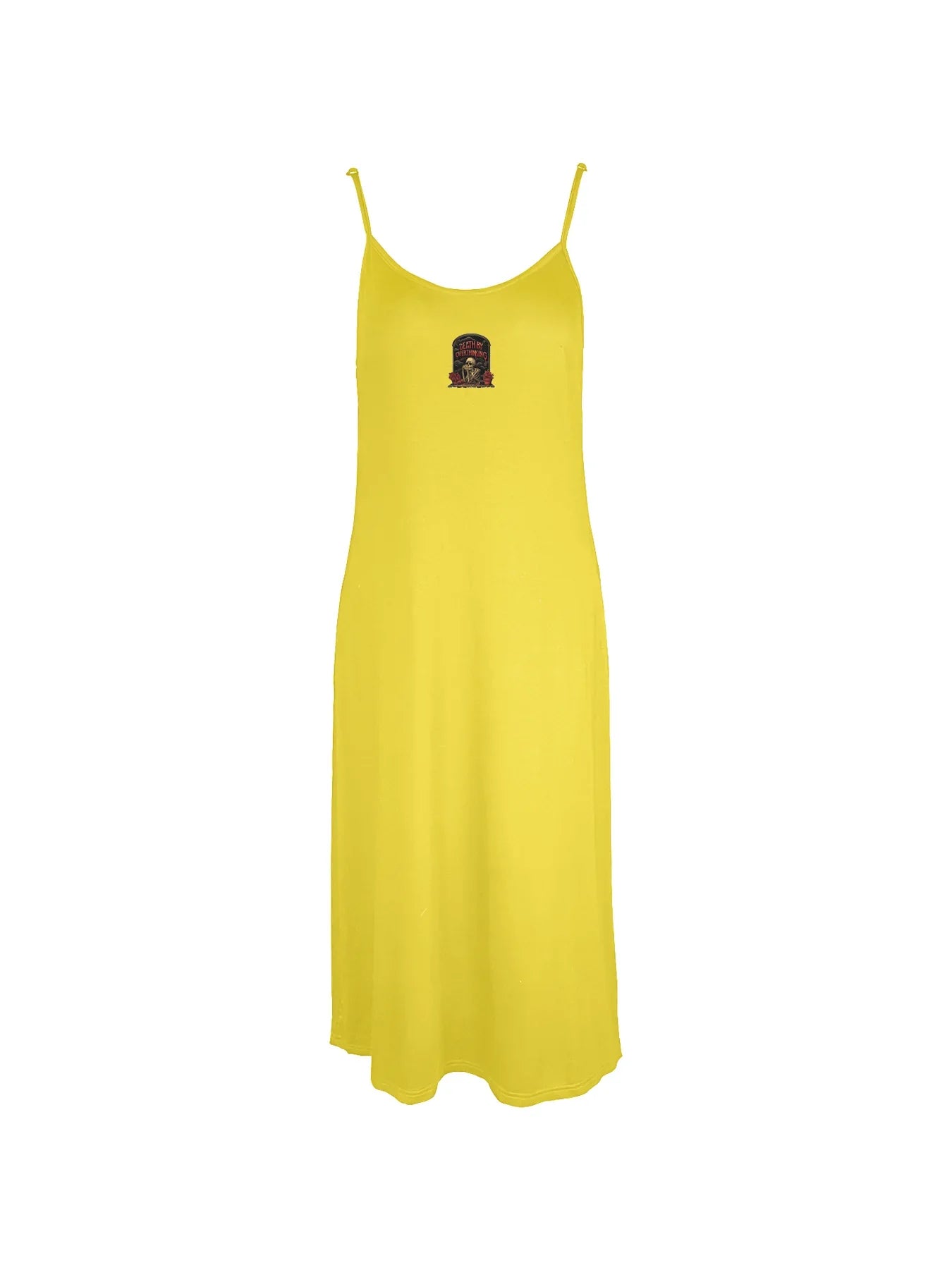 Skeleton Graphic With Death By Overthinking Print Spaghetti Strap Dress Casual Sleeveless Cami Dress Women's Clothing