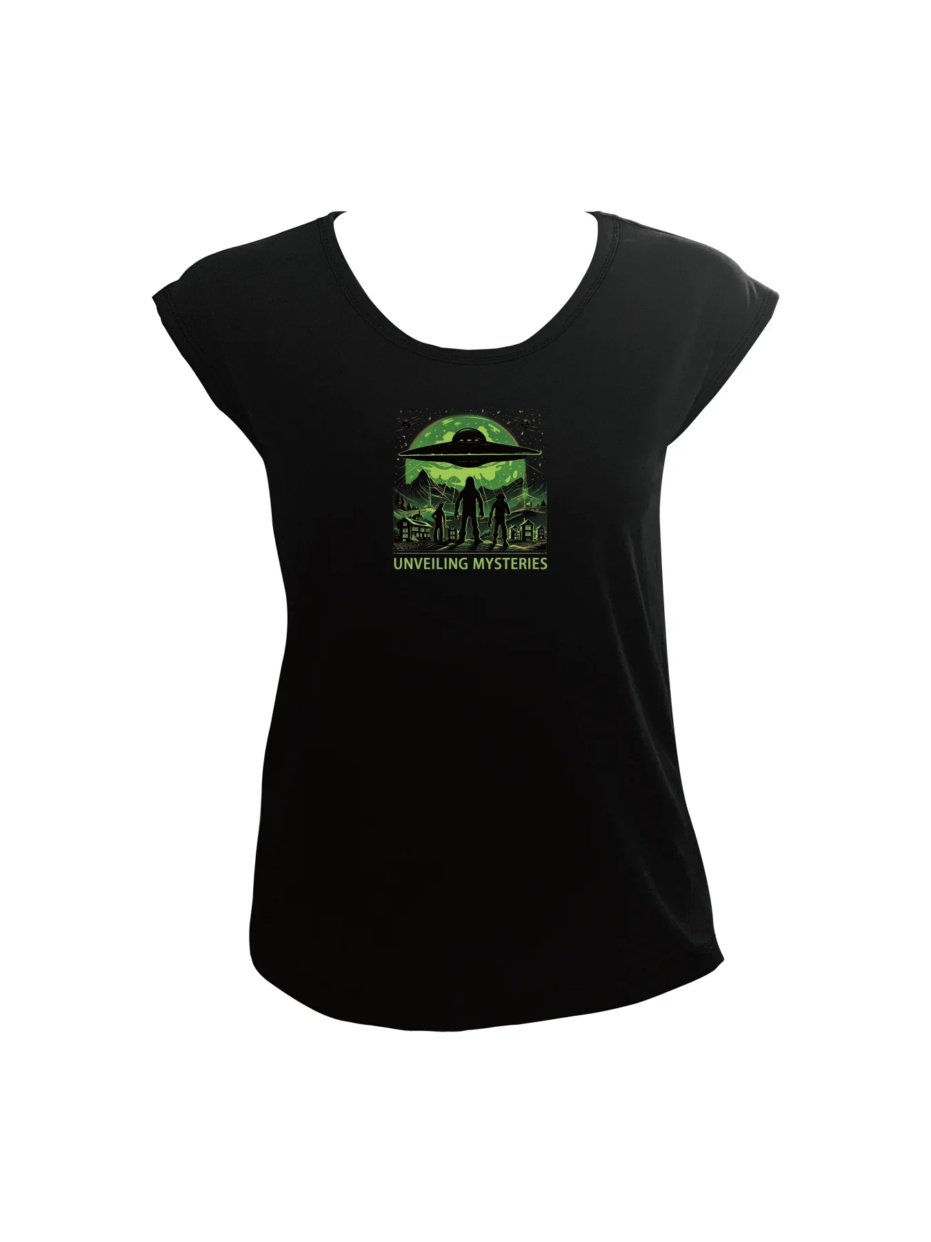 Intriguing Ufo And Mysterious Figures Graphic Print Tank Top Sleeveless Casual Top For Summer & Spring Women's Clothing