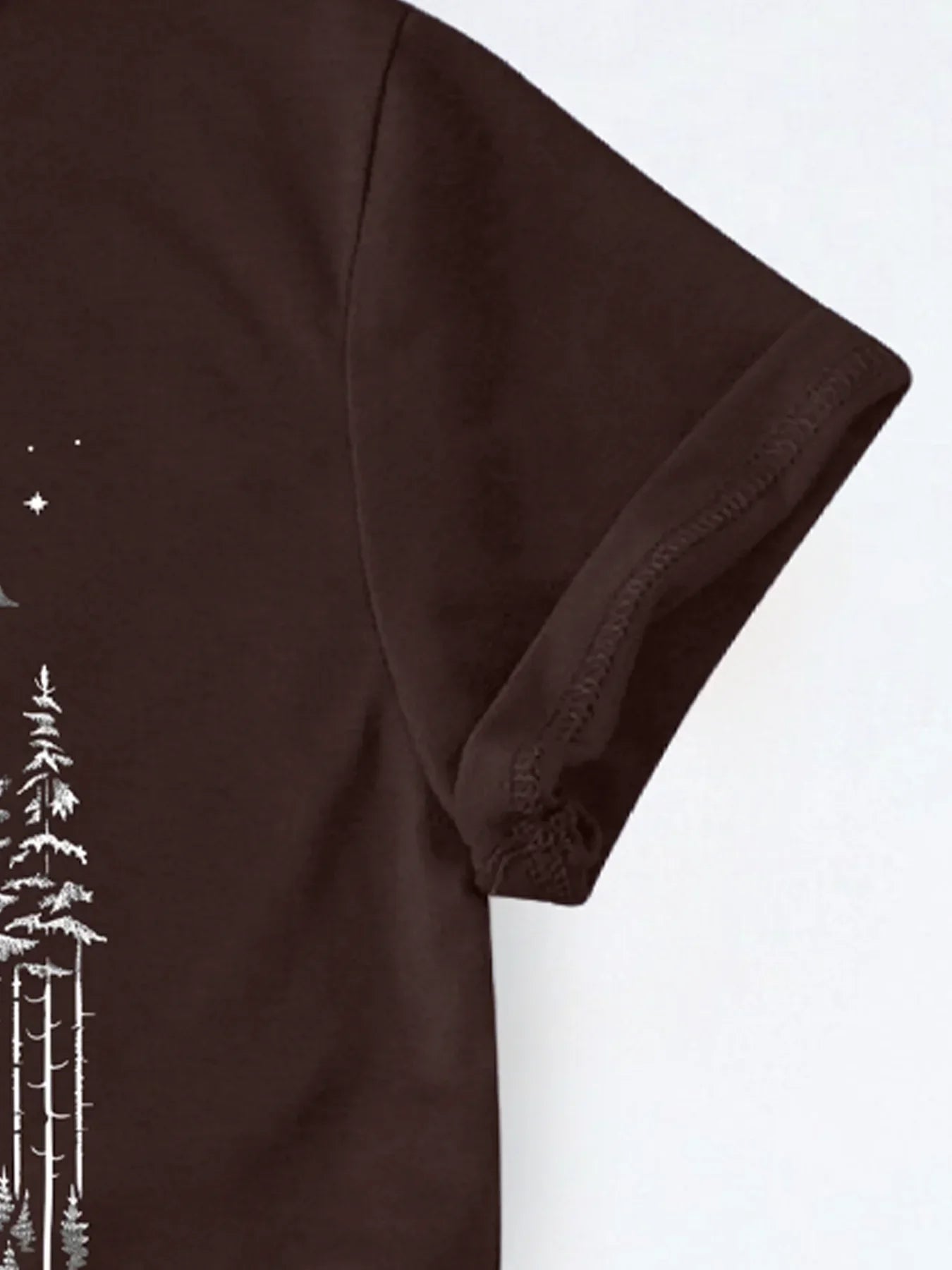 Enigmatic Forest UFO Encounter Print T-shirt Short Sleeve Crew Neck Casual Top For Summer & Spring Women's Clothing