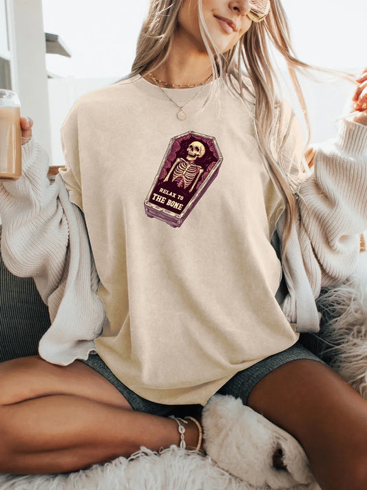 Icy Skull Roses Coffin Graphic Print T-shirt Short Sleeve Crew Neck Casual Top For Summer & Spring Women's Clothing