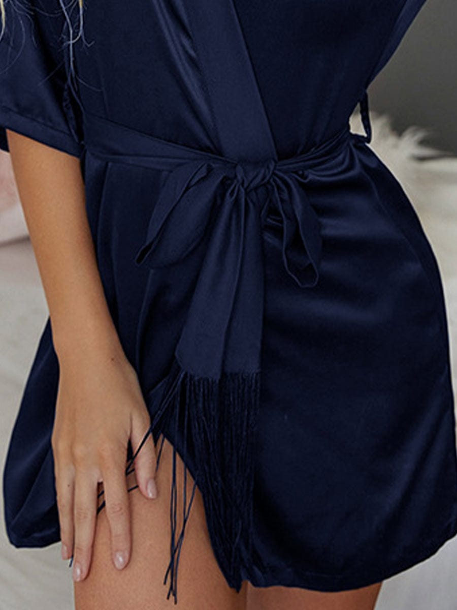 V Neck Pajama Set in Ice Silk and Lace 