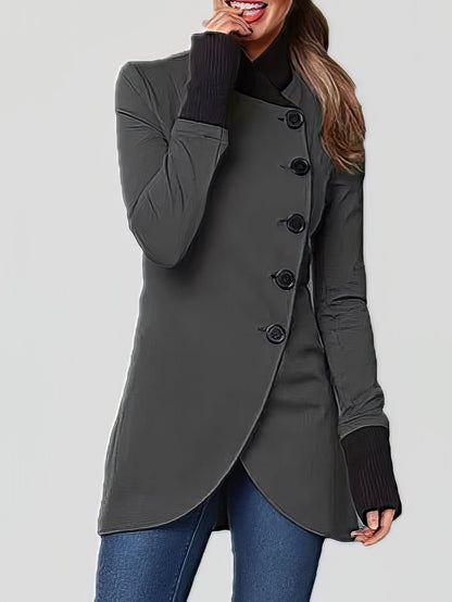 Single-Breasted Long Sleeve Irregular Coat