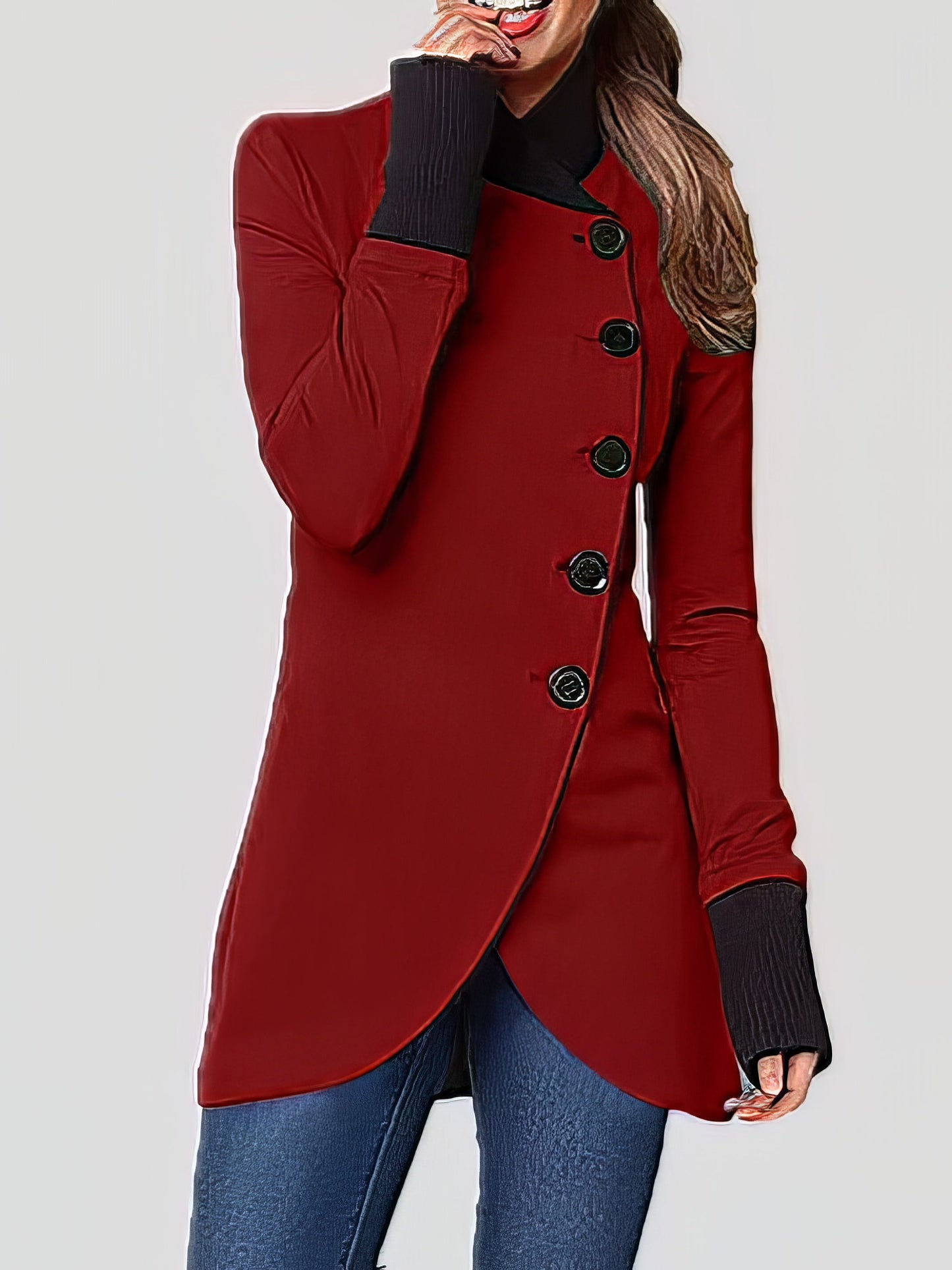 Coats - Single-Breasted Long Sleeve Irregular Coat - MsDressly