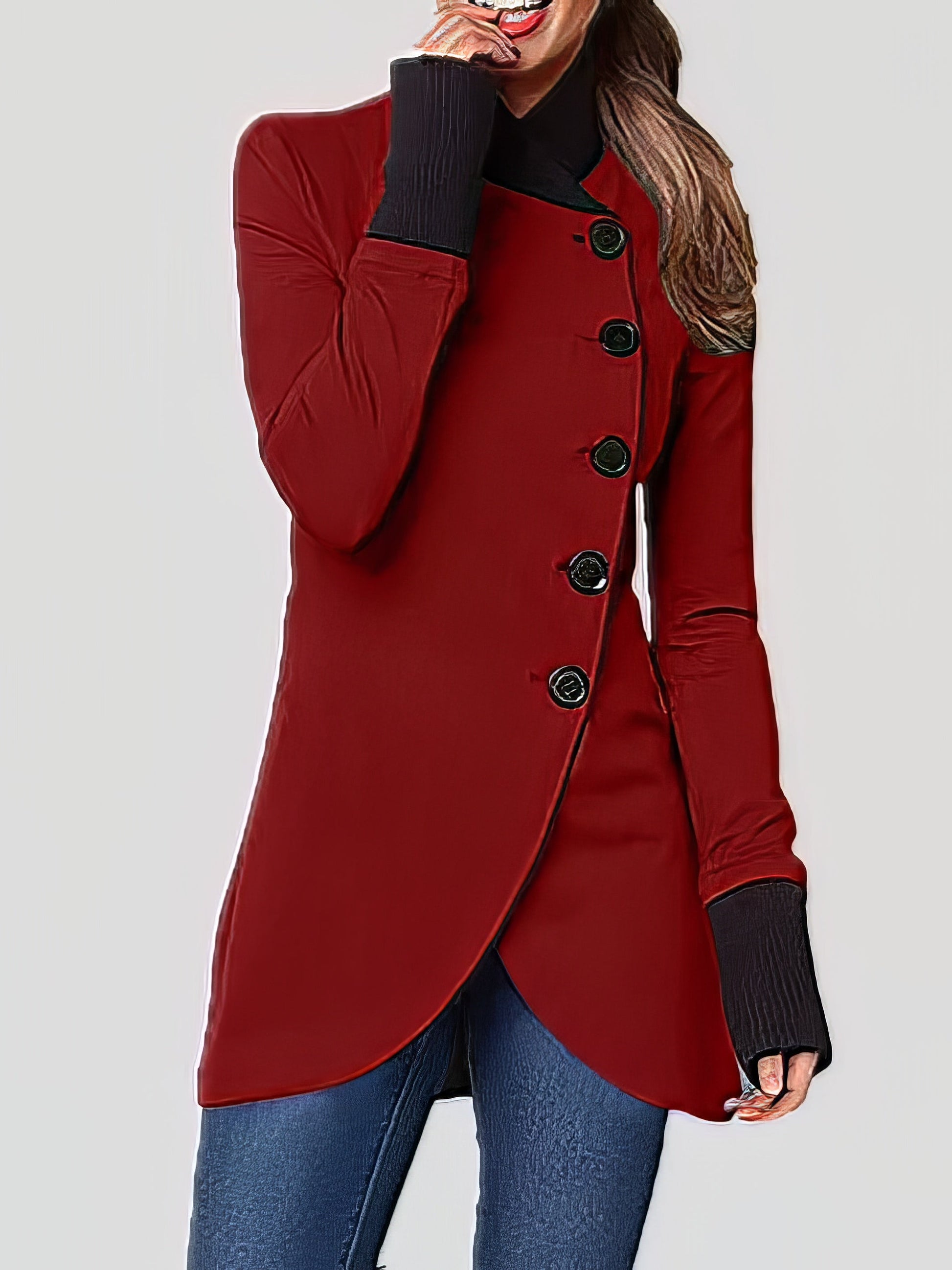 Coats - Single-Breasted Long Sleeve Irregular Coat - MsDressly