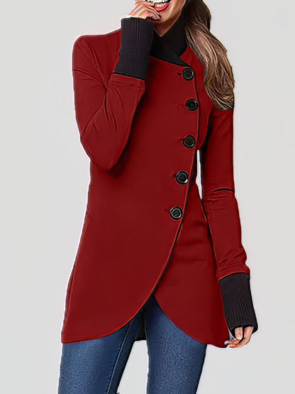 Single-Breasted Long Sleeve Irregular Coat