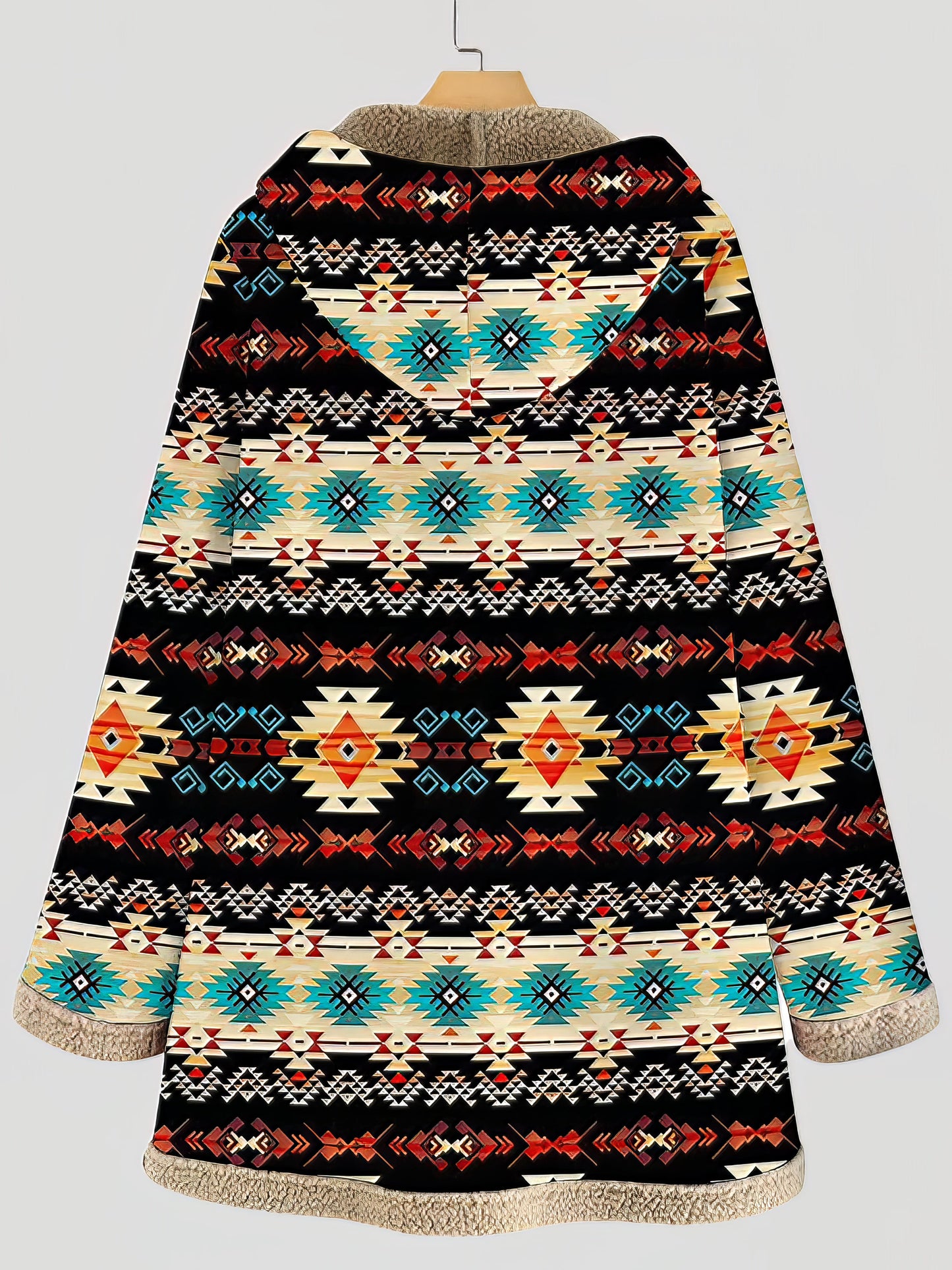 Coats - Graphic Printed Long Sleeve Pocket Button Hooded Coat - MsDressly