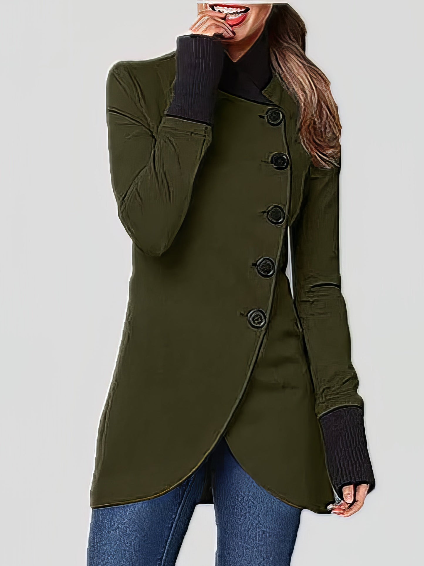 Single-Breasted Long Sleeve Irregular Coat