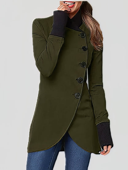 Coats - Single-Breasted Long Sleeve Irregular Coat - MsDressly