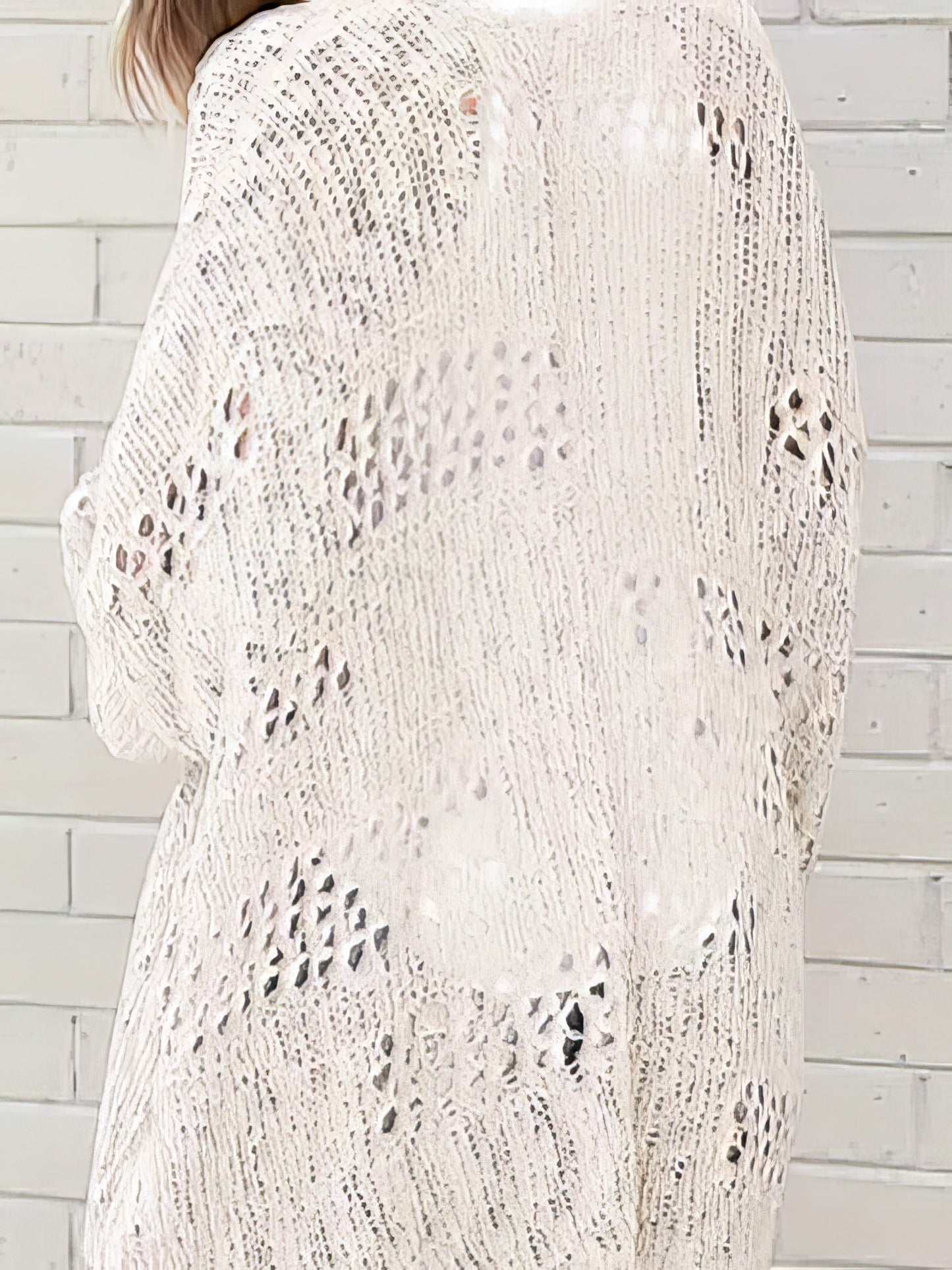 Cardigans - Crochet Loose Long Sleeve Knitted Sweater Cardigan - MsDressly