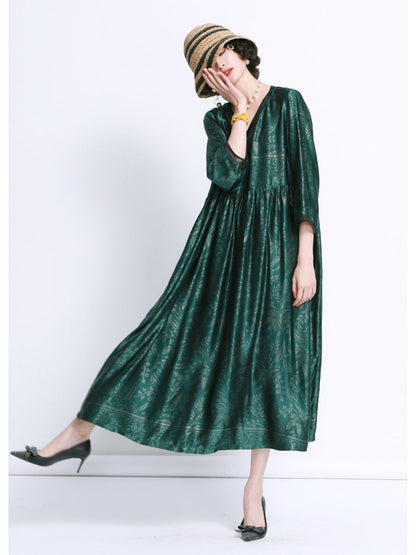 Elegant Black and Gold Floral Maxi Dress