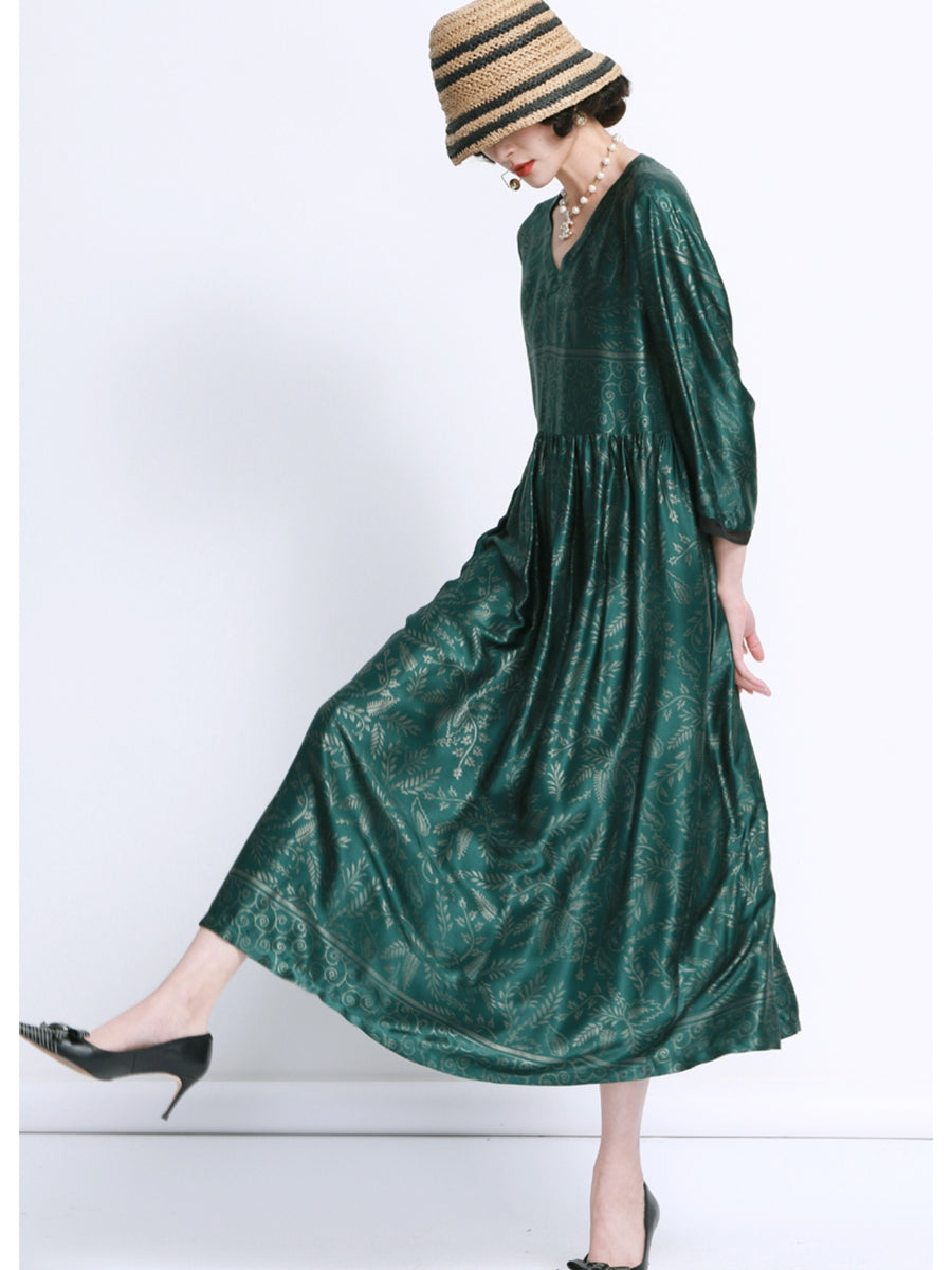 Elegant Black and Gold Floral Maxi Dress