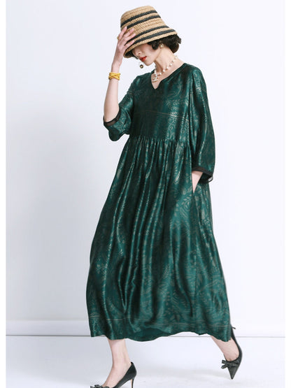 Elegant Black and Gold Floral Maxi Dress