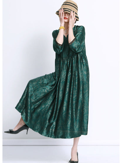 Elegant Black and Gold Floral Maxi Dress