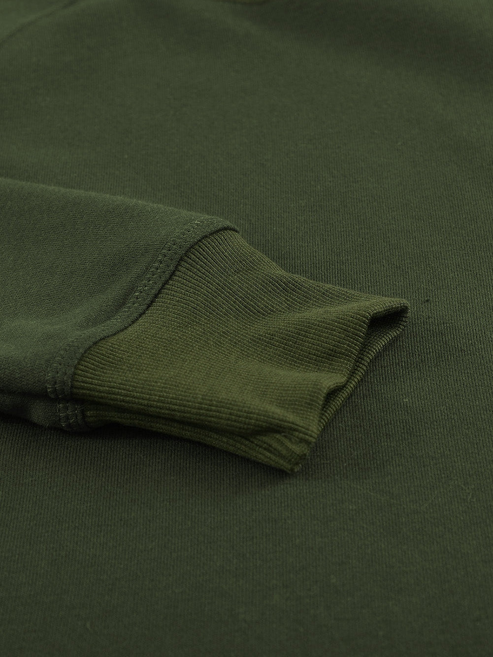 Green Crew Neck Long Sleeve Sweatshirt with Distressed Detail