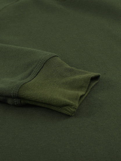 Green Crew Neck Long Sleeve Sweatshirt with Distressed Detail