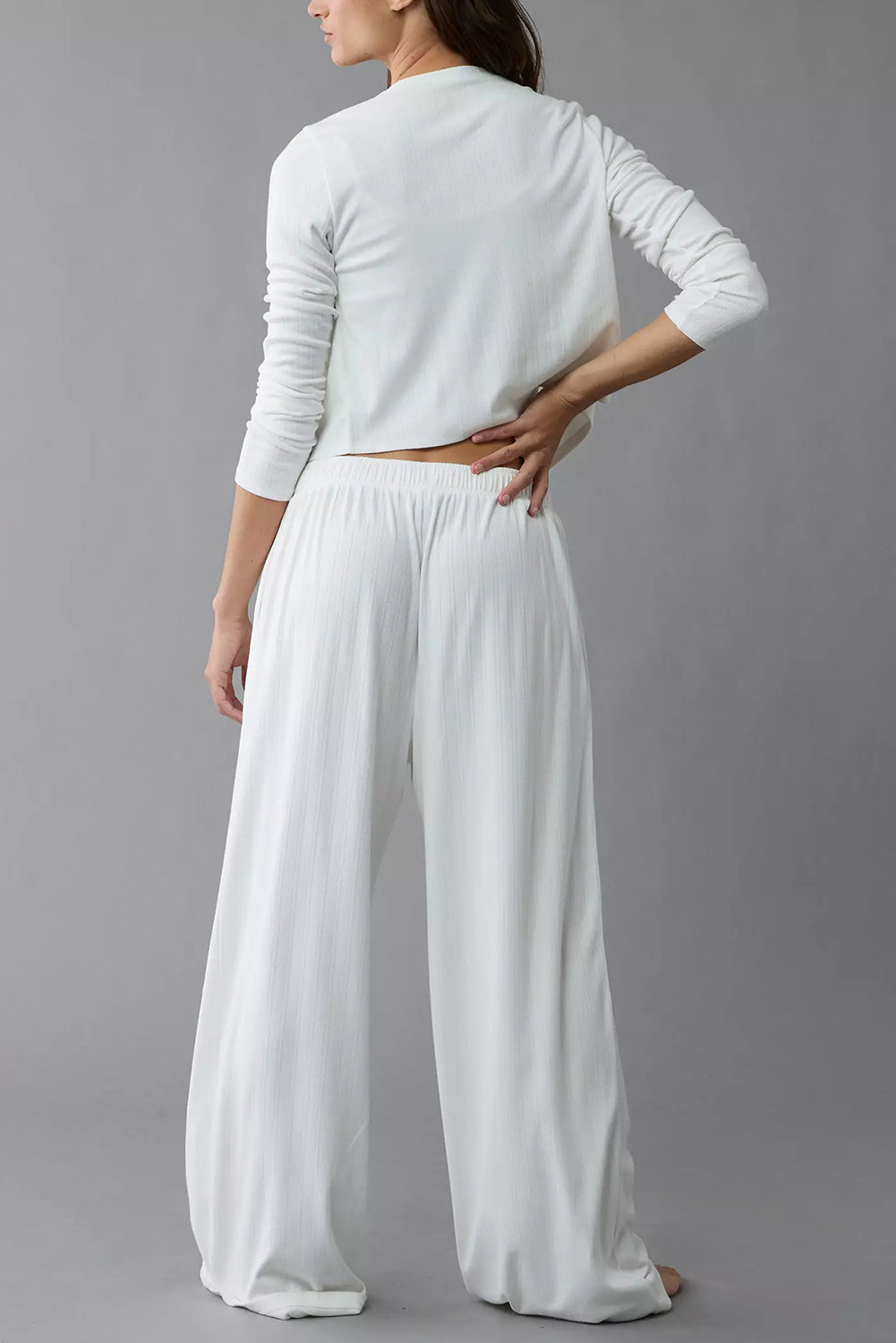 White 3-Piece Textured Knit Cozy Lounge Set