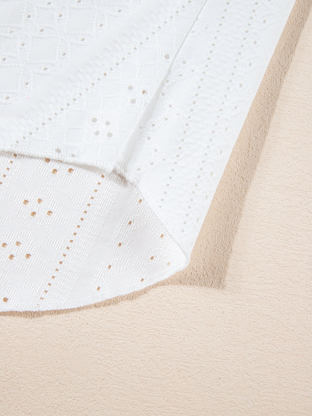 White Plus Size Guipure V Neck Eyelet Lace Tank Top