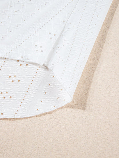 White Plus Size Guipure V Neck Eyelet Lace Tank Top