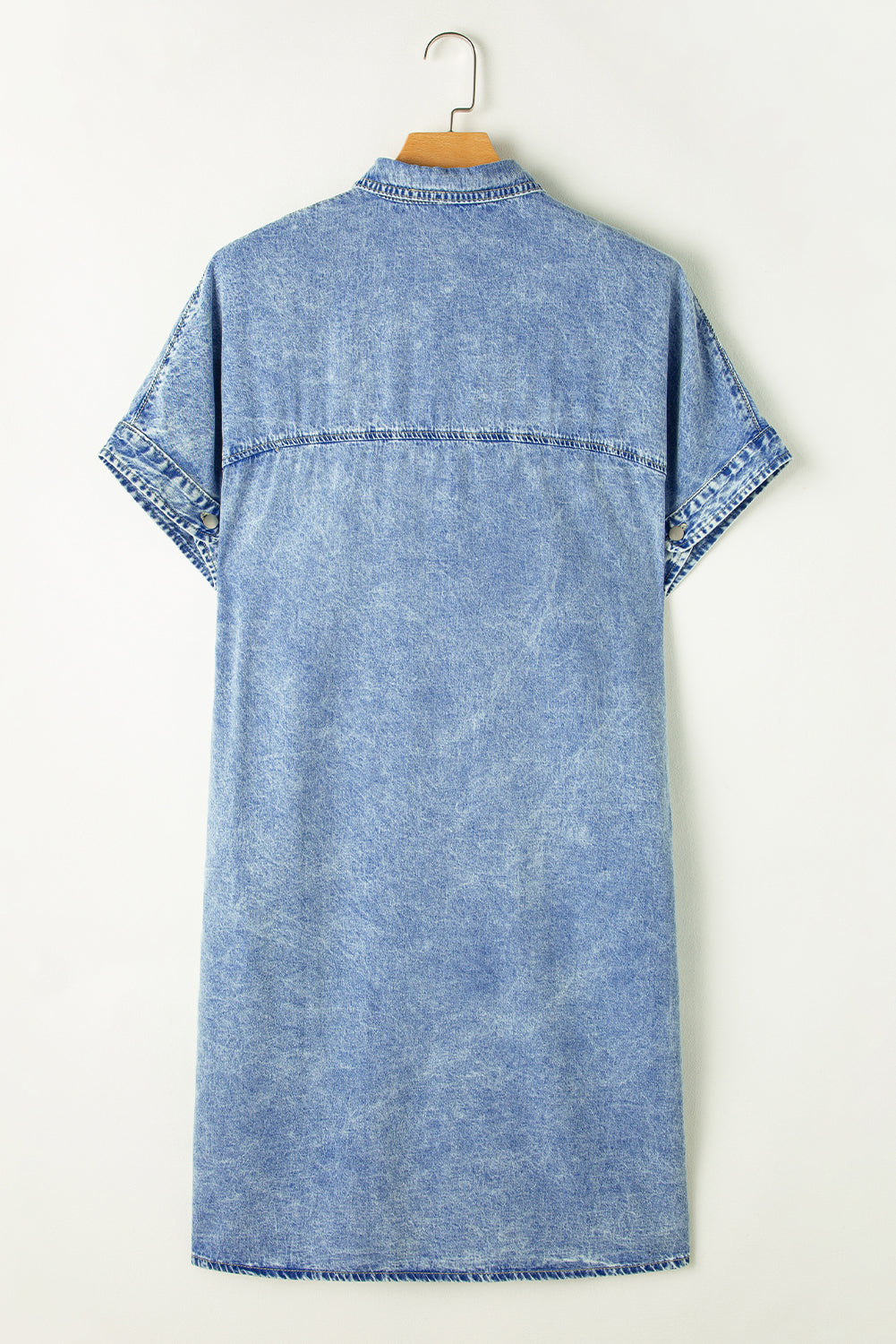 Denim Shirt Dress with Button Pockets