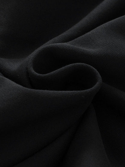 Elegant Black Seam Detail Drop Shoulder Split Hem Sweatshirt