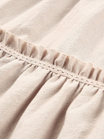 Khaki V-Neck Ruffle Tier Tank Top