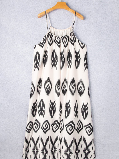 Cowgirl Chic Black Aztec Western Print Halter Maxi Dress