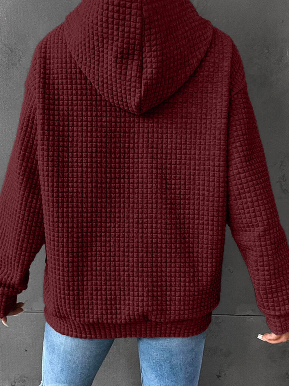 Fiery Red Quilted Hoodie with Kangaroo Pocket