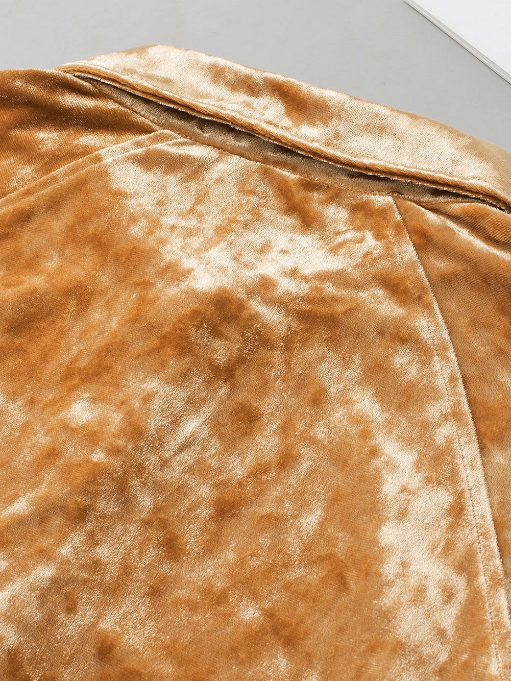 Golden Velvet Loose Fit Button-Up Shirt