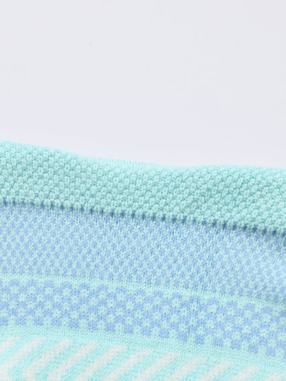 Elegant Multicolored Striped Knit Open-Front Sweater Coat