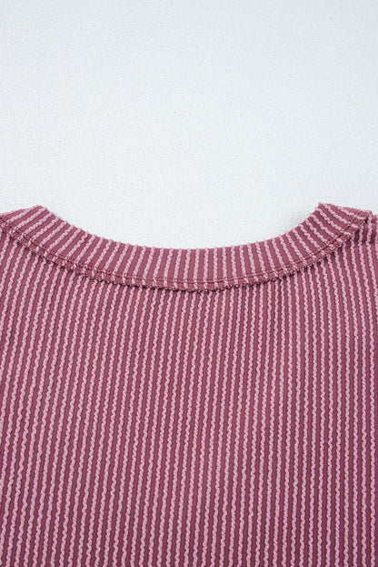 twisted ribbed long sleeve top