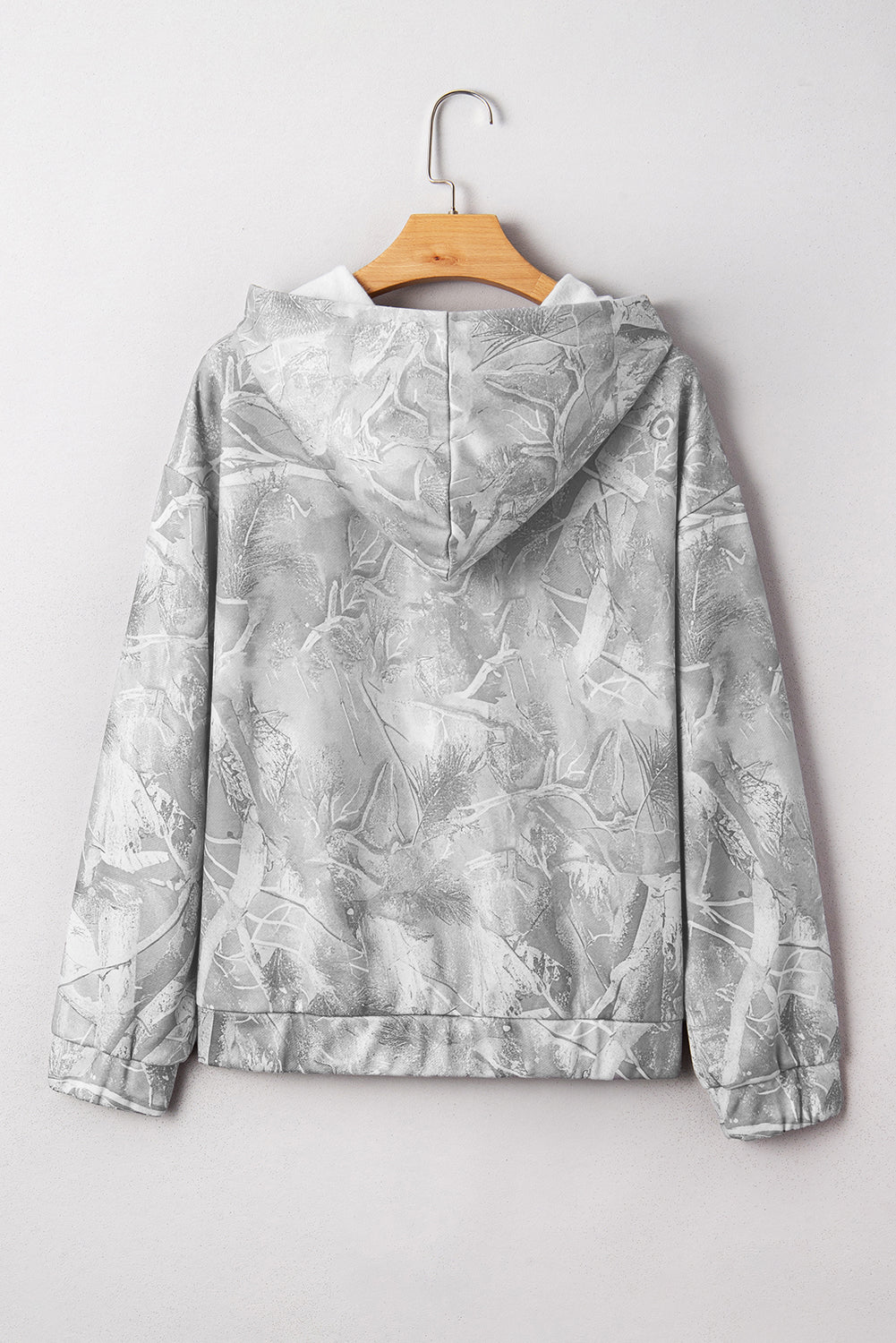 Gray Camouflage Hoodie Maple Leaf Print Plus Size Baggy Hoodie