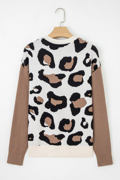 leopard patchwork sweater