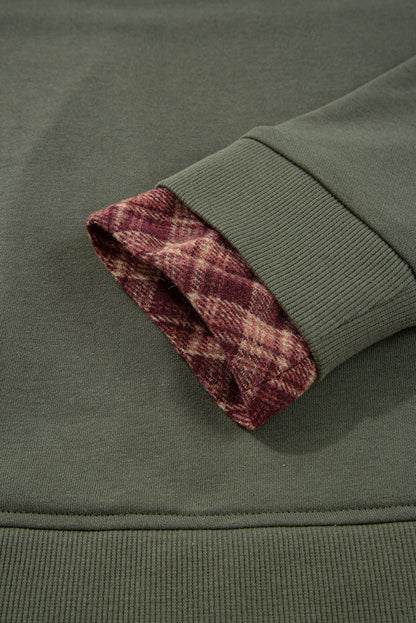 plaid patchwork sweatshirt