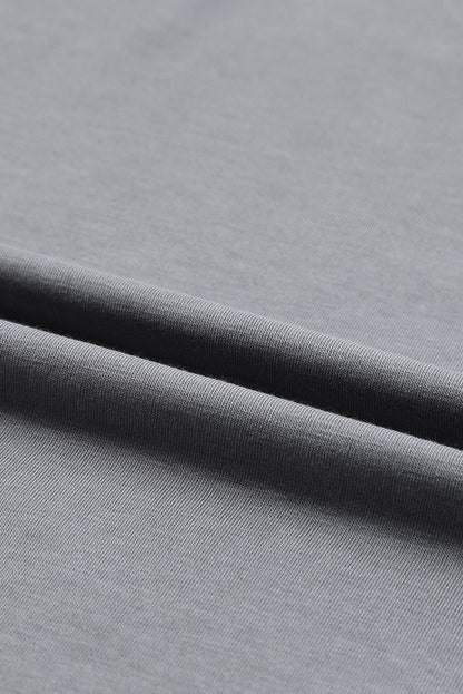 Gray Ruffle Sleeve Casual T-Shirt with Tiered Design