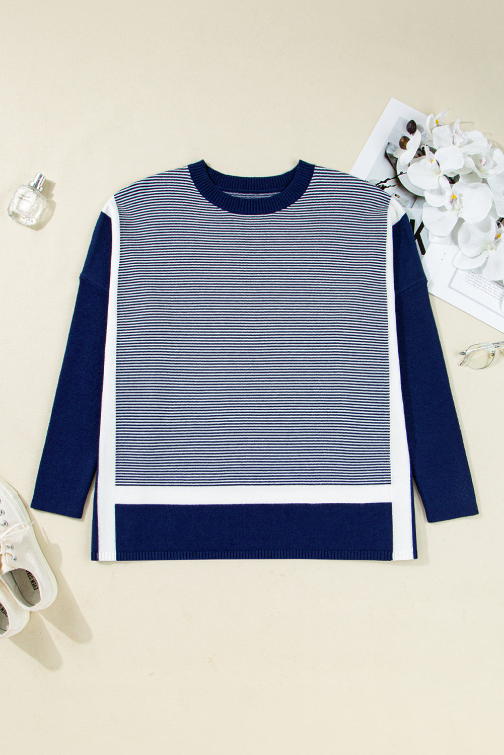 color block knit sweater