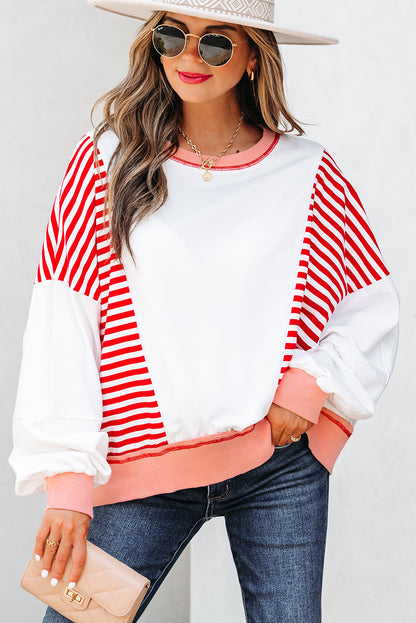stripe patchwork sweatshirt