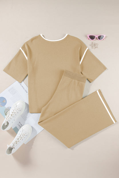 half sleeve top drawstring pant set