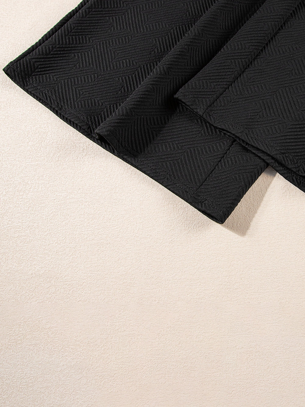 Chic Black Ruffle Sleeve Quarter Zip Top with Wide Leg Pants Set