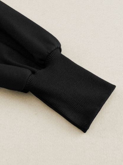 Black Exposed Seam Zip-Up Hooded Jacket